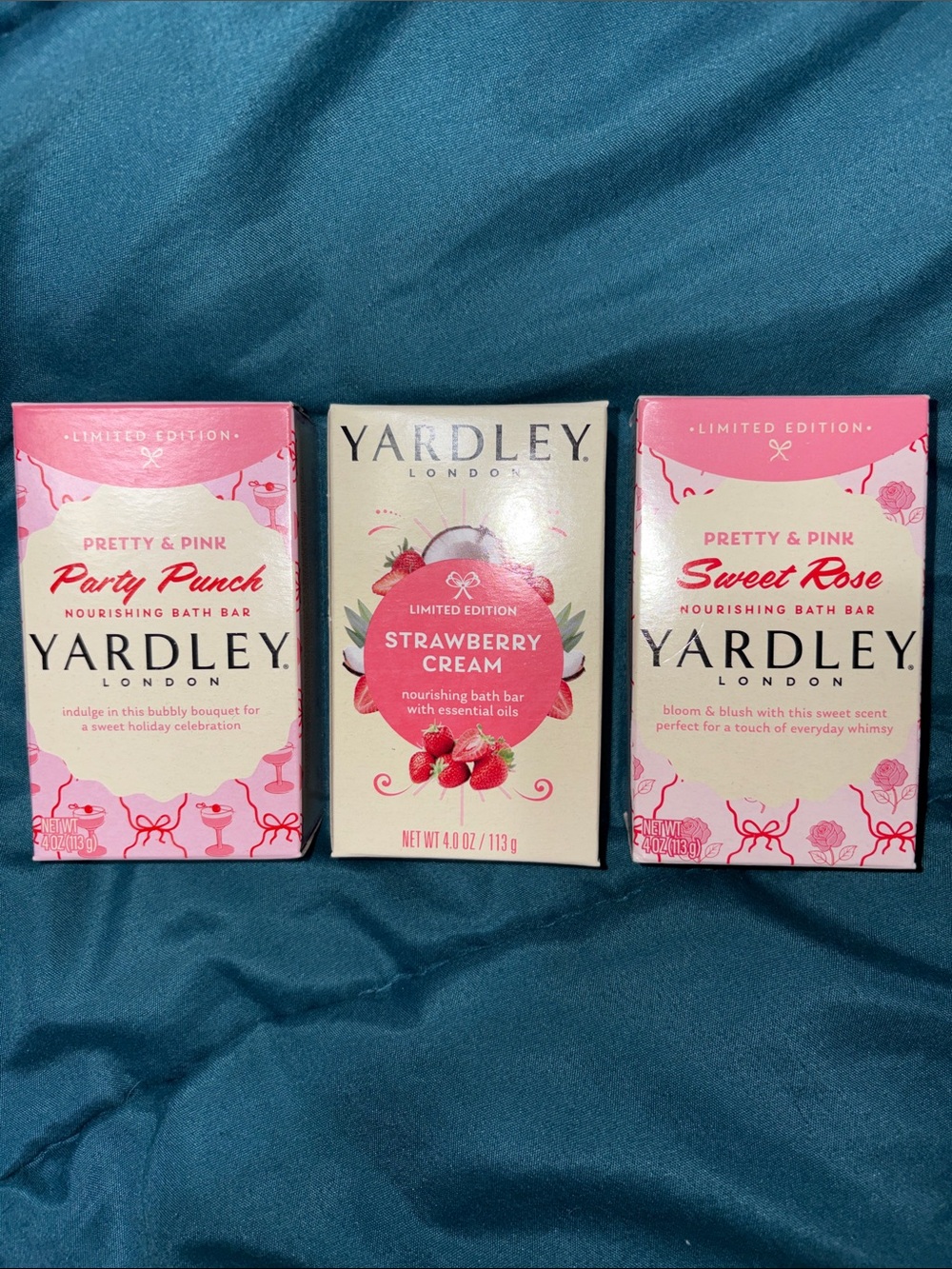 Yardley - Pretty & Pink - Strawberry Cream/Party Punch/Sweet Rose - 3 x 4oz bars